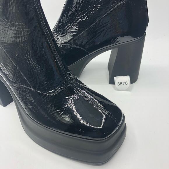 Free People Womens Double Stack Platform Boots Patent Leather Black 38.5 US 8.5 - Picture 5 of 8